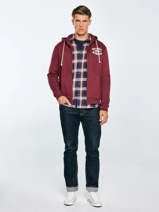 Koszula męska flanelowa w kratę granatowa Flaneno 403