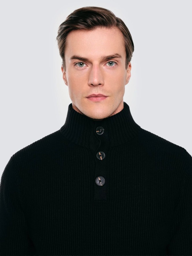 Sweter męski ze stójką czarny Neroni 906