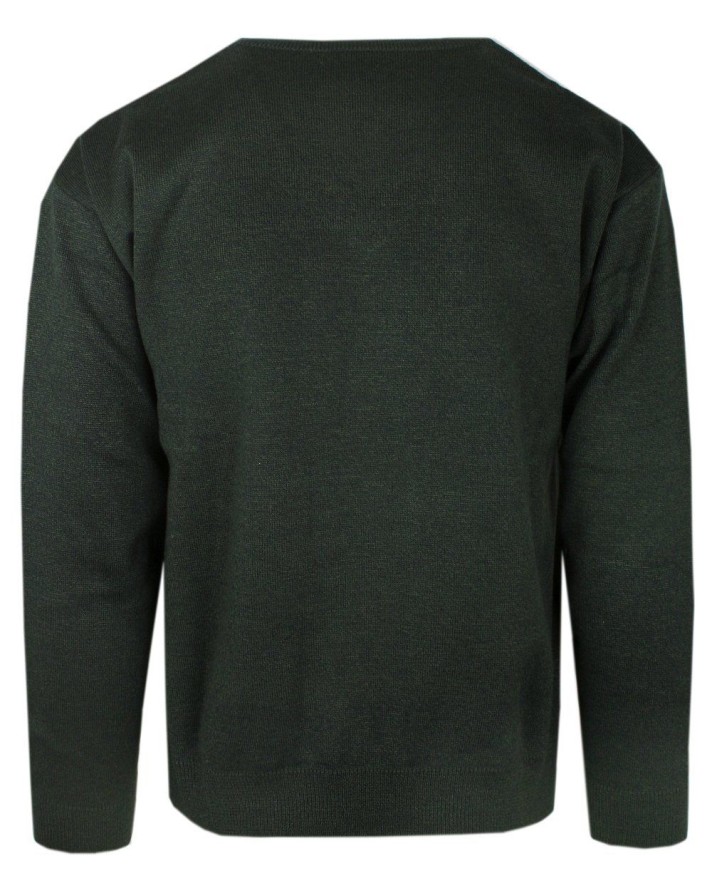 Zielony Sweter Męski - U-neck (Okrągły Dekolt) - Kings - Zielony