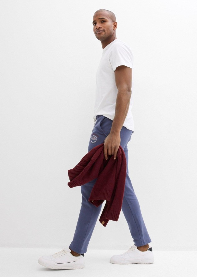 Spodnie sportowe z czystej bawełny, ze sportowymi detalami