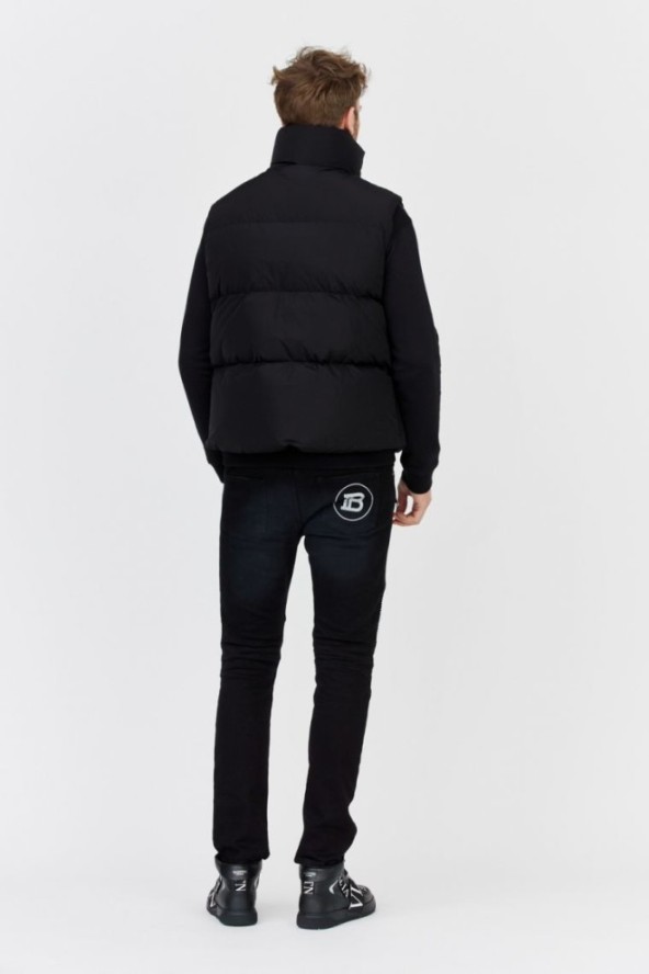 DSQUARED2 Czarny męski puchowy bezrękawnik z dużym logo, Rozmiar 52