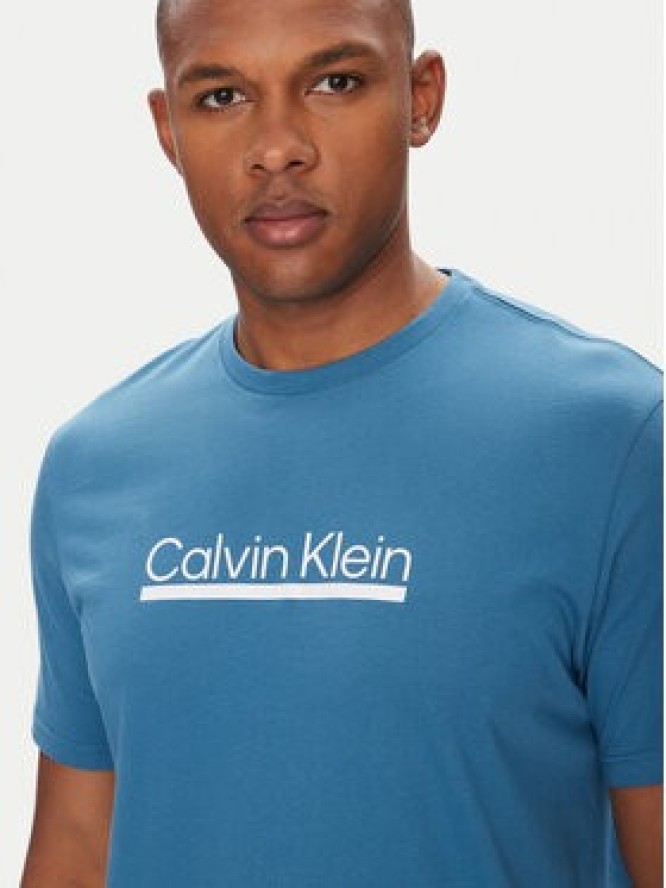 Calvin Klein T-Shirt Outline Tape Graphic LV04RC852G Niebieski Regular Fit