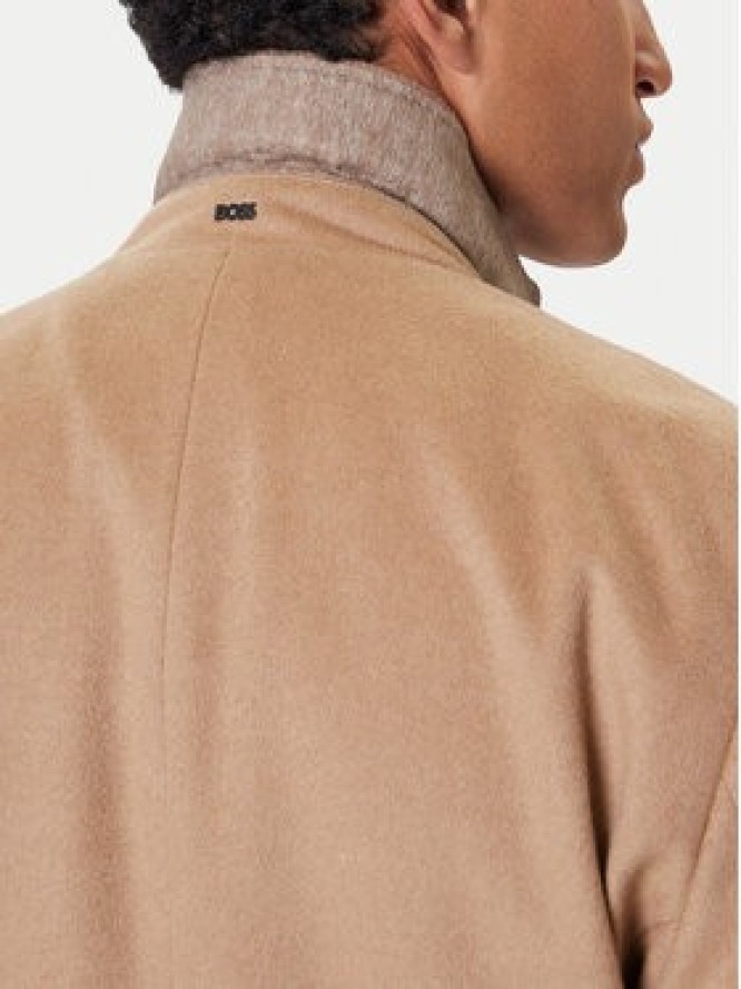 BOSS Płaszcz wełniany Hyde 50549187 Beżowy Slim Fit