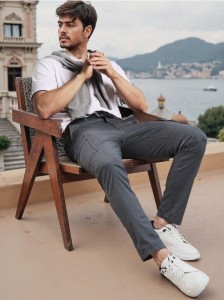 Spodnie slim cargo - szary