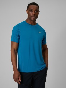 4F Koszulka trekkingowa regular szybkoschnąca męska - niebieska XL