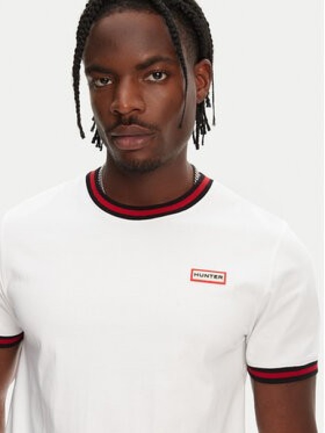 Hunter T-Shirt Eigg Ringer HARM0032251 Biały Regular Fit