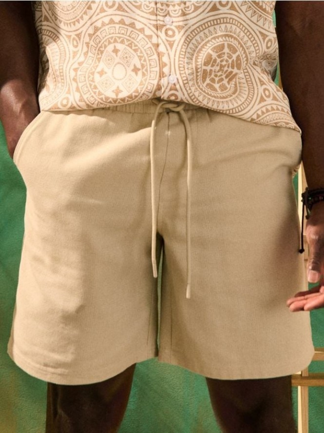 Luźne szorty wiązane w talii - beżowy