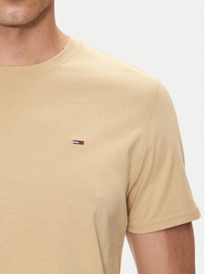 Tommy Jeans T-Shirt DM0DM04411 Beżowy Slim Fit
