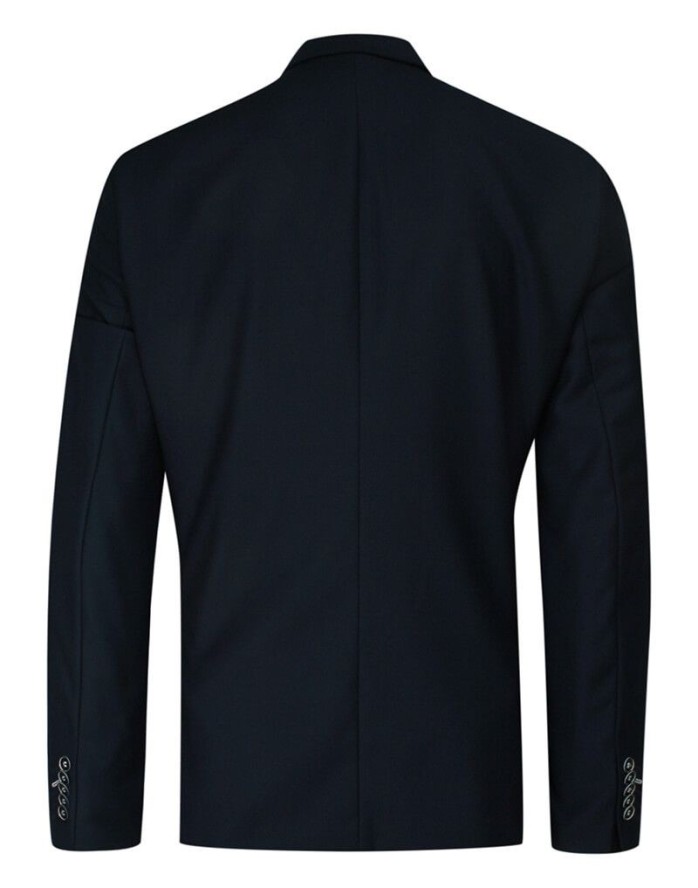 Garnitur Ślubny, Elegancki, Slimowany, Granatowy Zapinany na Jeden Guzik, Spodnie w Kant -CASINO