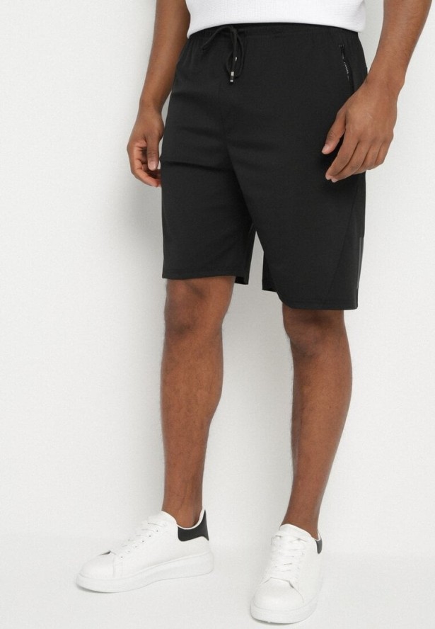 Czarne Klasyczne Szorty z Wysokim Stanem Warrlea