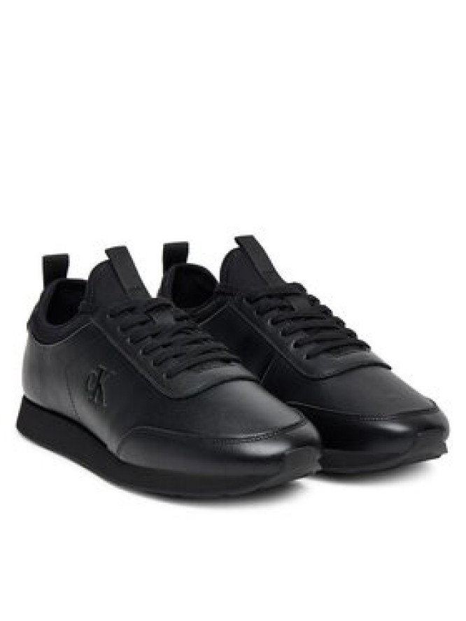 Calvin Klein Sneakersy Retro Runner Sock Laceup Lth YM0YM01362 Czarny