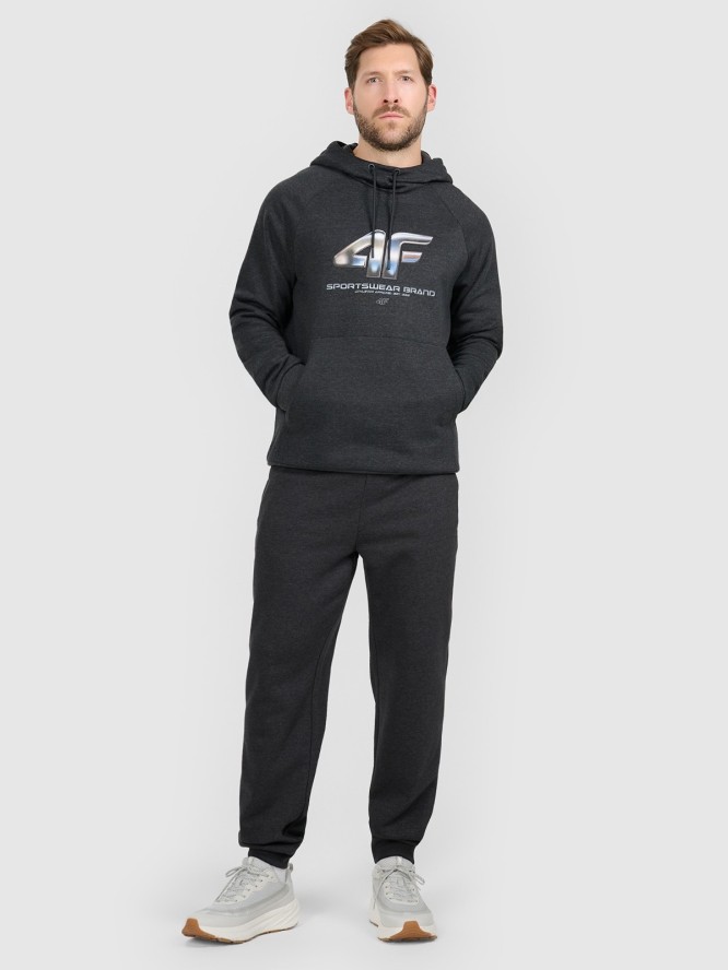4F Bluza dresowa nierozpinana z kapturem męska - szara XXL