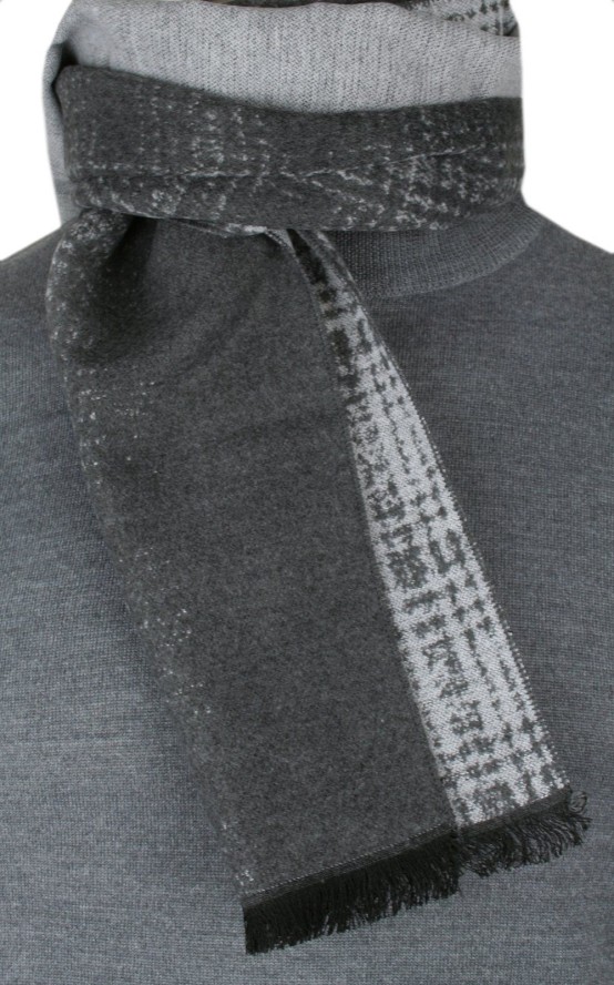 Męski Szalik z Wiskozy - Alties - Odcienie Popielu