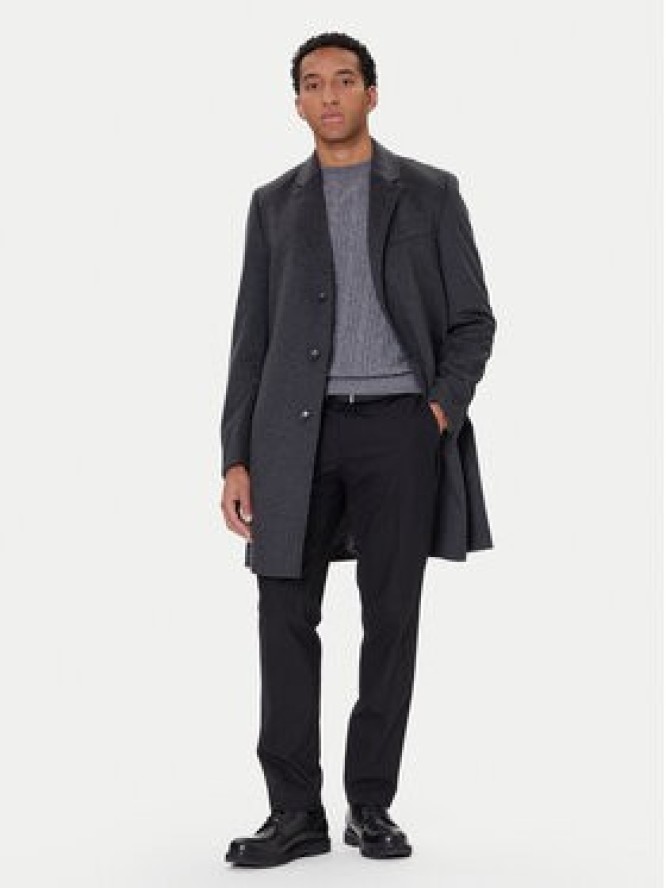 BOSS Płaszcz wełniany Hyde 50549187 Szary Slim Fit