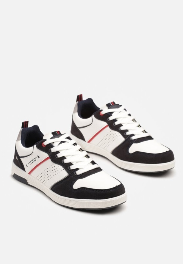 Białe Buty Sportowe Sneakersy z Napisem i Perforacją Arandira