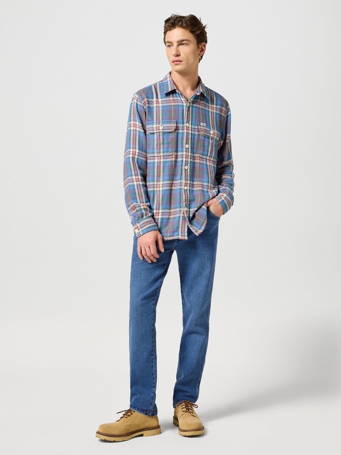 WRANGLER MĘSKIE SPODNIE JEANSOWE WRANGLER TEXAS SLIM RIDGE WASH 112358218