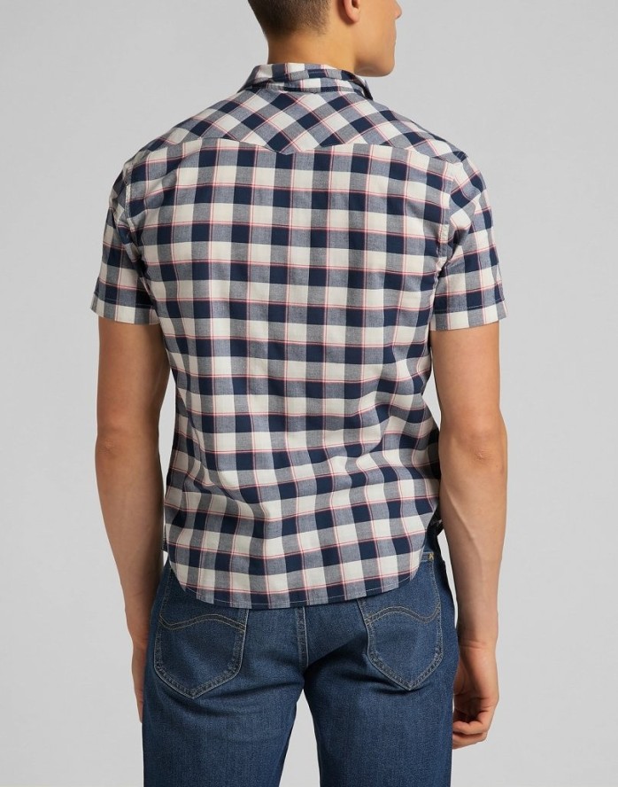 MĘSKA KOSZULA MATERIAŁOWA LEE SS WESTERN NAVY L640KK35 112115279