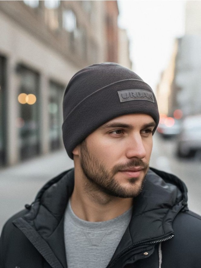 Czapka beanie z wiskozą - szary