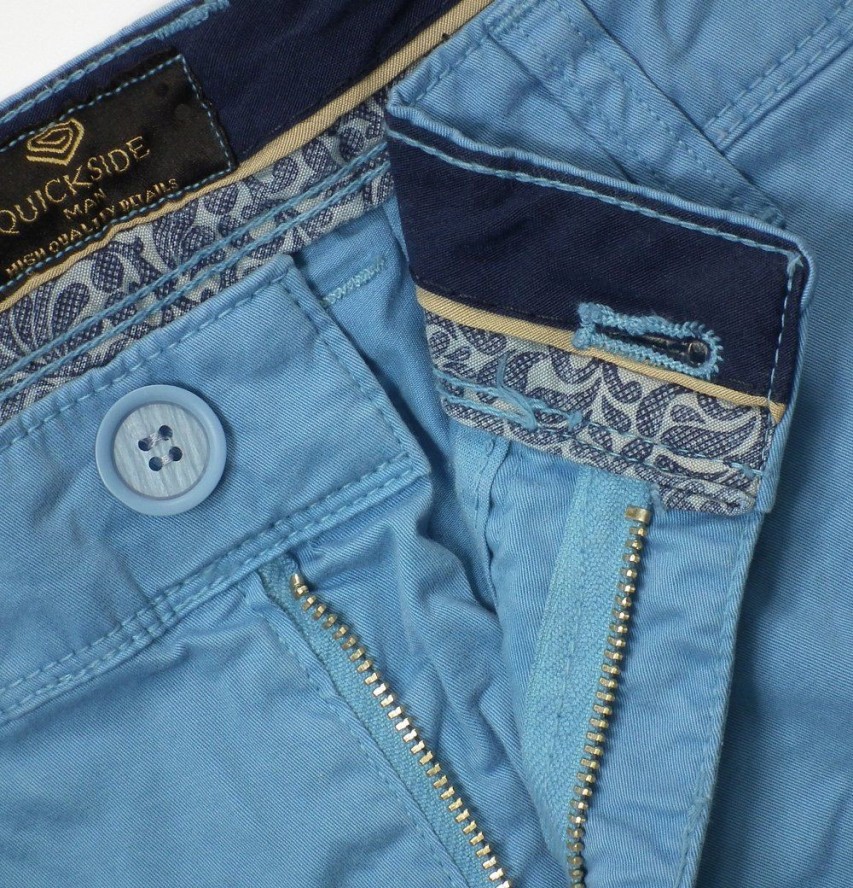 Spodnie Chinosy Niebieskie z Elastanem, Casualowe, Zwężana Nogawka, Męskie -QUICKSIDE