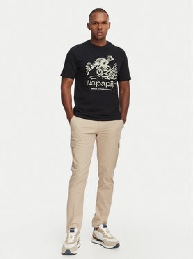 Napapijri T-Shirt Cabin NP0A8B3F Czarny Relaxed Fit