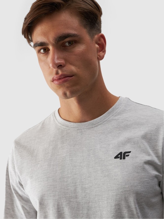 4F T-shirt regular gładki męski - szary XXL
