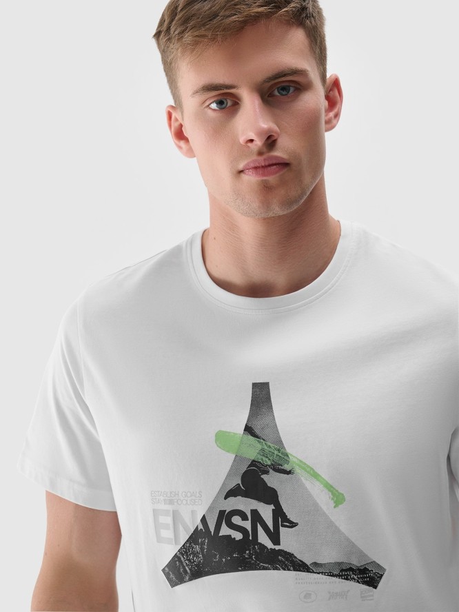 4F T-shirt regular z nadrukiem męski - biały XXL