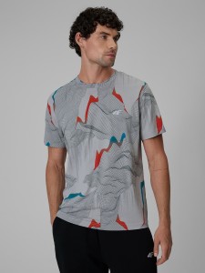4F T-shirt regular z nadrukiem męski - szary L