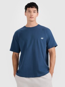 4F T-shirt oversize gładki męski - granatowy L