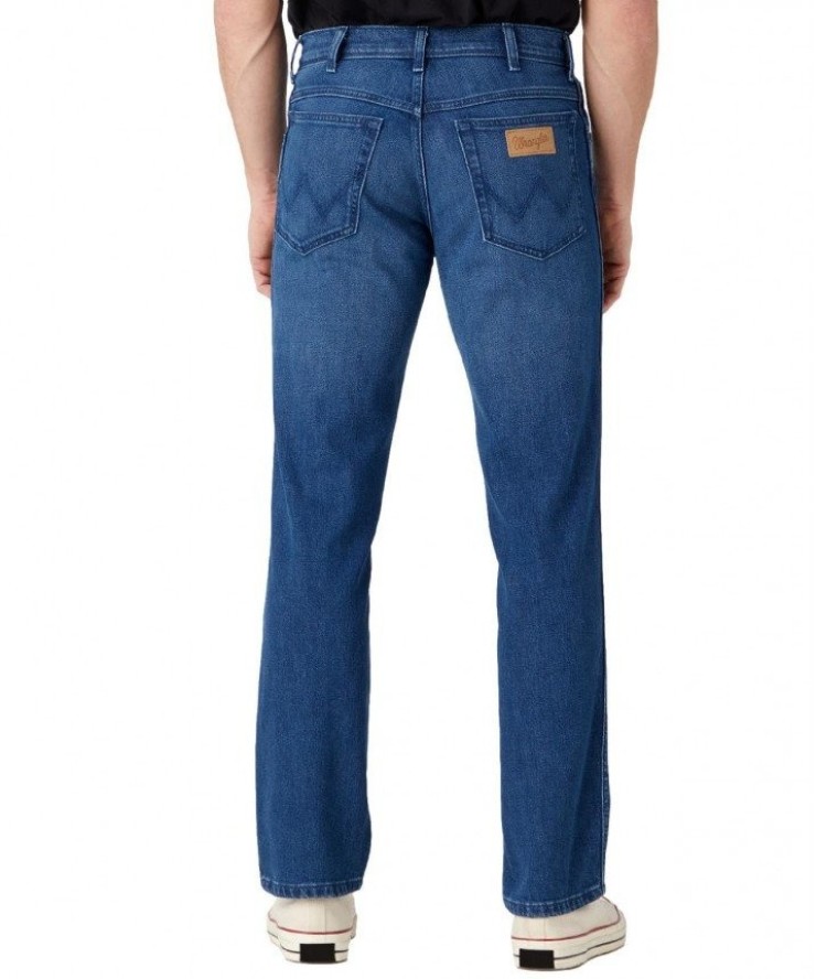 WRANGLER TEXAS MĘSKIE SPODNIE JEANSOWE JEANSY DZWONY LEON BLUE W121AG42B 112329006