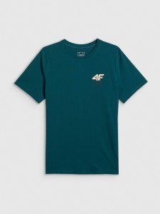 4F T-shirt regular gładki męski - turkusowy M