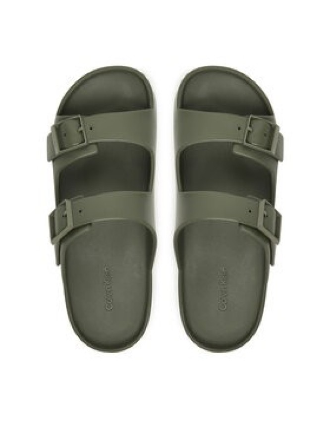 Calvin Klein Klapki Ergon Eva Double Bar Sandal HM0HM02116 Zielony