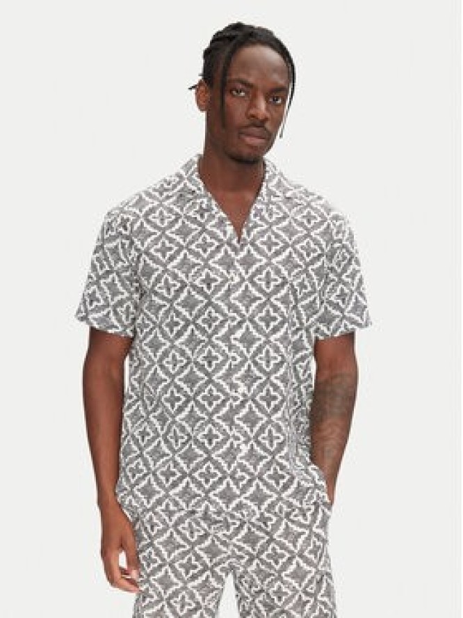 Jack & Jones Komplet koszula i szorty materiałowe Seersucker 12284648 Szary Relaxed Fit
