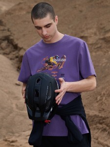 4F T-shirt relaxed z nadrukiem męski - fioletowy S