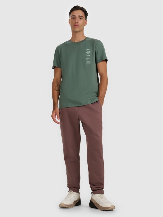 4F T-shirt regular z nadrukiem męski - khaki XL