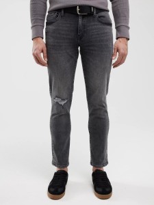 Jeansy męskie skinny z przetarciami 7/8 szare Jeffray Cropped 898