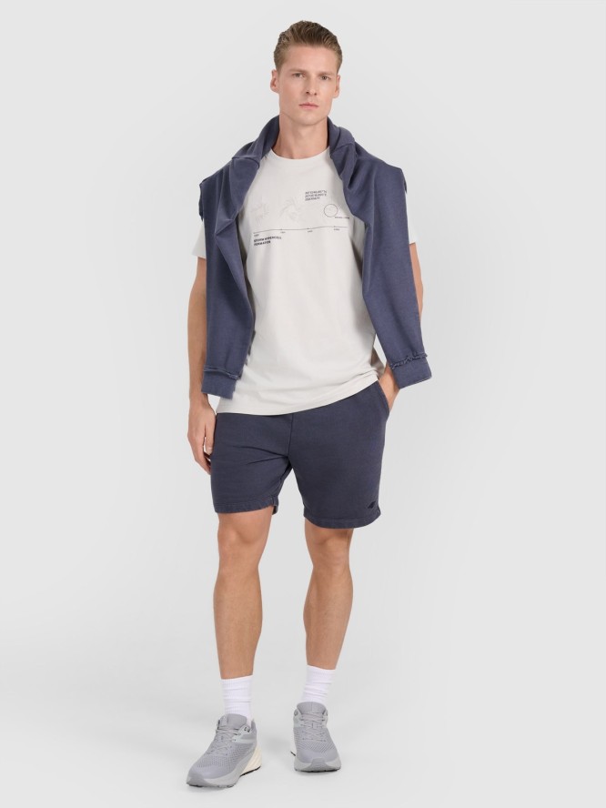 4F T-shirt regular z nadrukiem męski - szary M