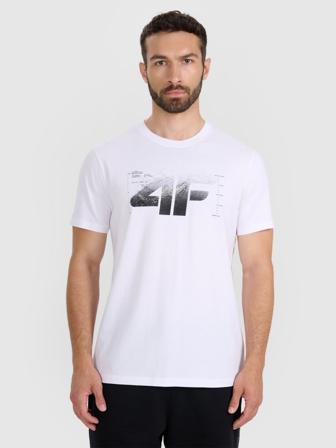 4F T-shirt regular z nadrukiem męski - biały XL