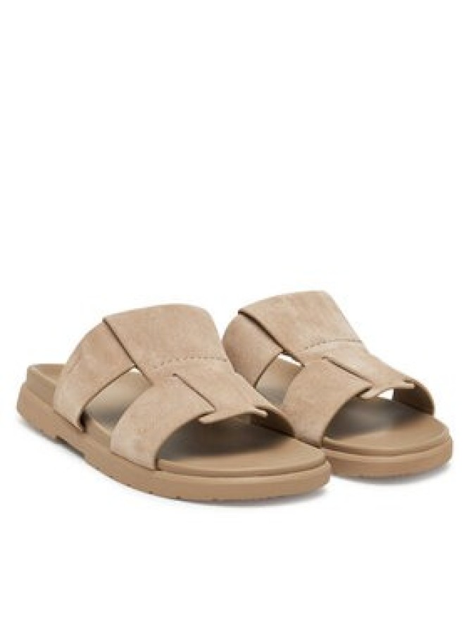 Calvin Klein Klapki Lug Sandal Double T Su HM0HM01800 Brązowy