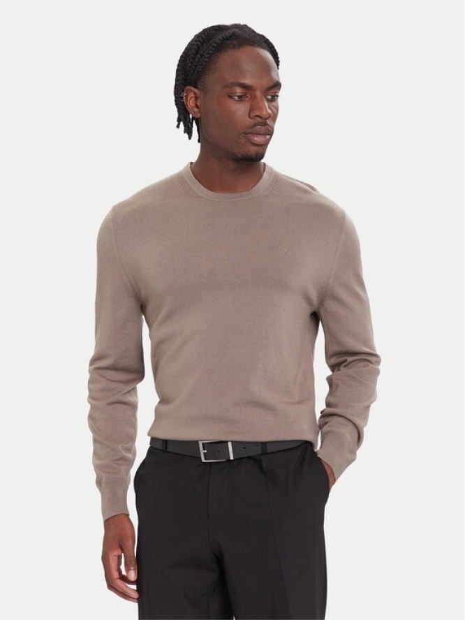 Calvin Klein Sweter LV04LB305G Beżowy Regular Fit