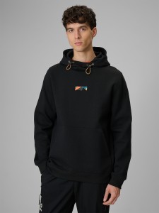 4F Bluza dresowa regular z kapturem męska - czarna XL