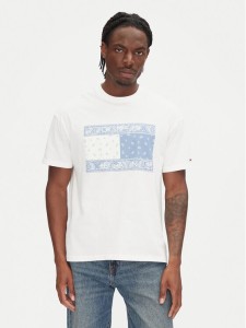Tommy Jeans T-Shirt Paisley Flag DM0DM20810 Écru Relaxed Fit