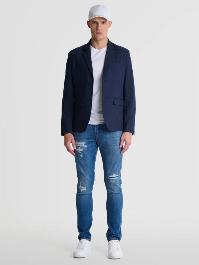 Jeansy męskie skinny z przetarciami niebieskie Deric 247