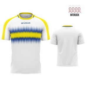T-shirt sportowy Givova Radio żółto-królewski biały