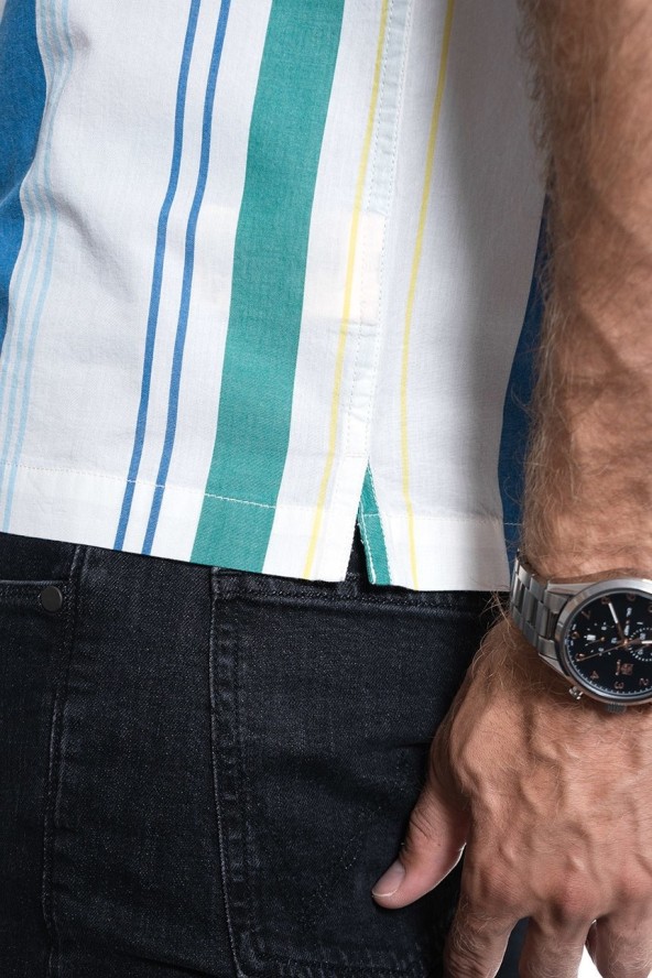 KOSZULA MĘSKA LEE SS RESORT SHIRT SUMMER BLUE L67PDVNJ 112116907