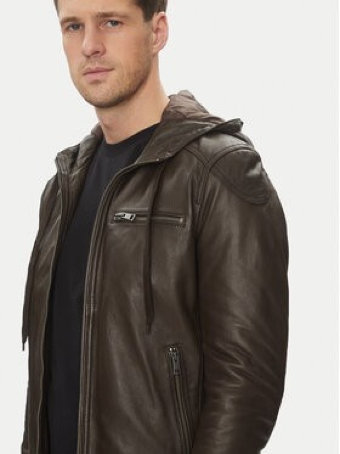 Serge Pariente Kurtka skórzana Ondo Brązowy Regular Fit