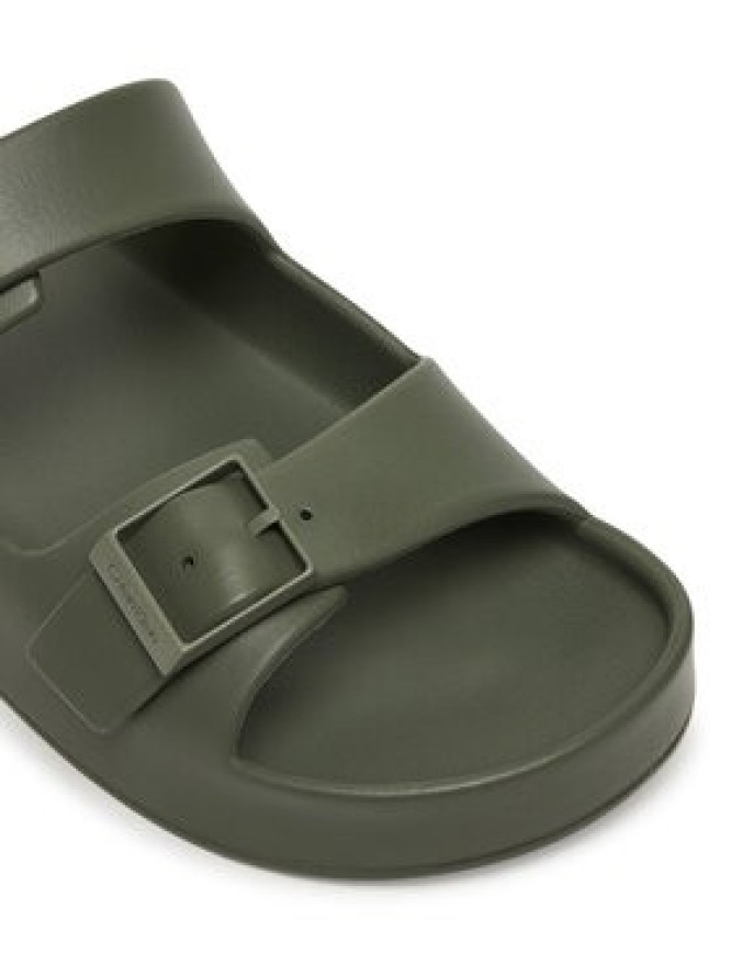 Calvin Klein Klapki Ergon Eva Double Bar Sandal HM0HM02116 Zielony