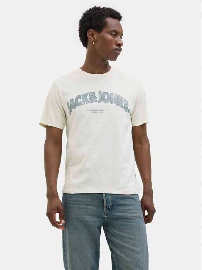 Jack & Jones T-Shirt Almeria 12276962 Beżowy Regular Fit
