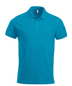 clique Classic Lincoln S/S koszulka polo z bawełny, nowoczesny krój, turkus –