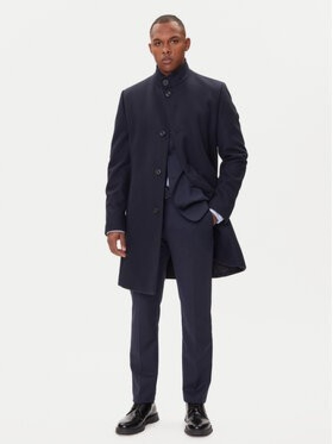 HUGO Płaszcz wełniany Mintrax2541 50546551 Granatowy Regular Fit