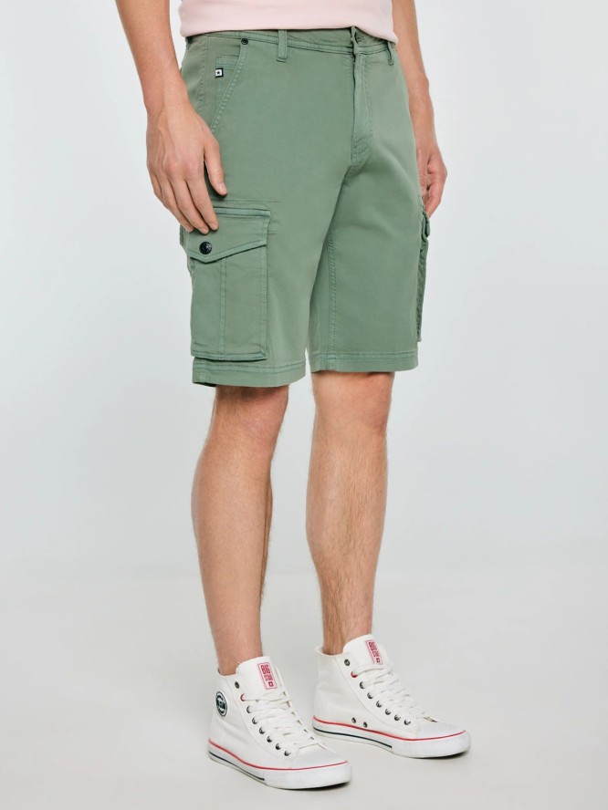 szorty męskie z kieszeniami cargo khaki morrise 303